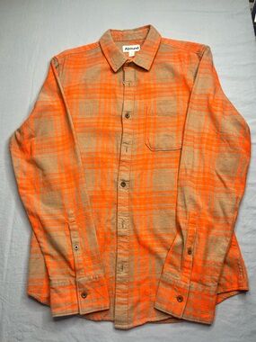 Abound Orange and Tan Plaid Lightweight Shirt Jacket